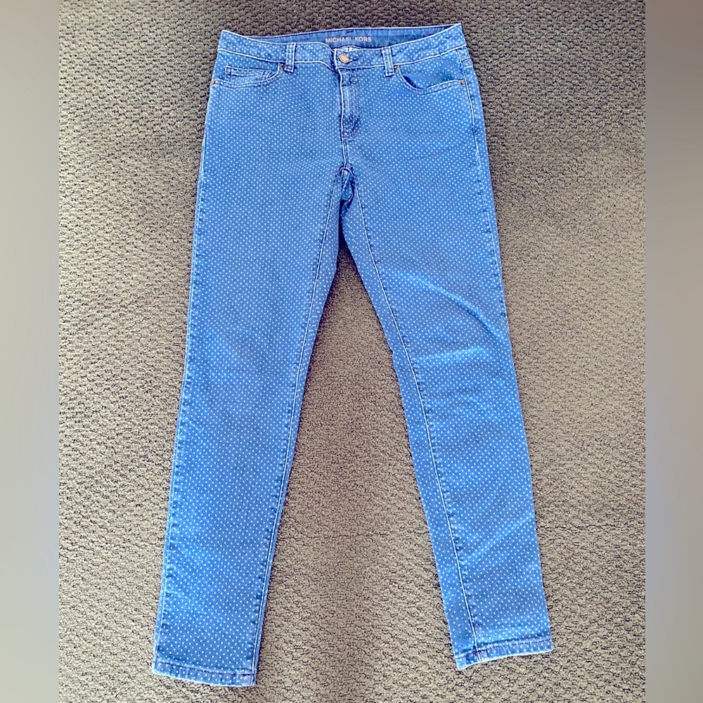 Michael Kors Size 6 polka dot stretchy skinny jeans 👖